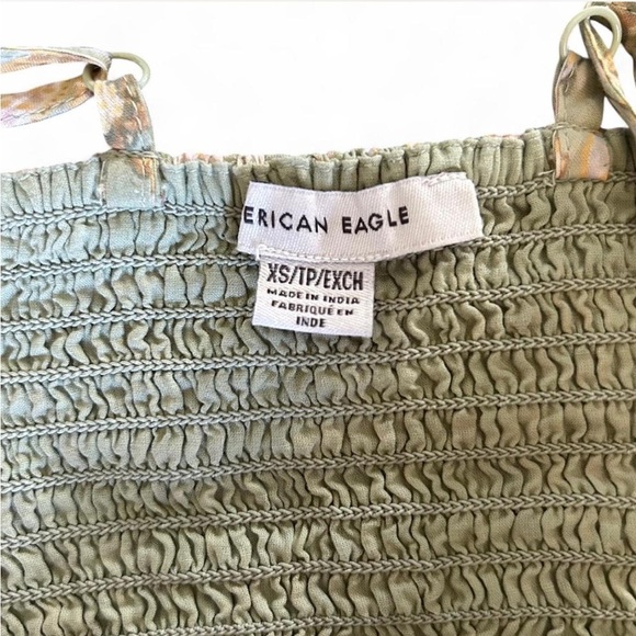 Green floral women’s American Eagle tiered ruffle mini dress size XS - Picture 4 of 4